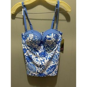 SwimWear Swim Suit Bikini Top One Piece Monstera Print 34C NWT